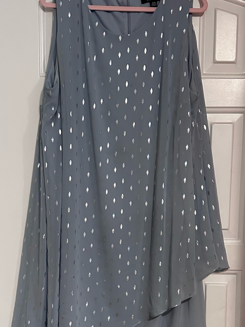 Sleeveless Silver Dot Grey Overlay Dress